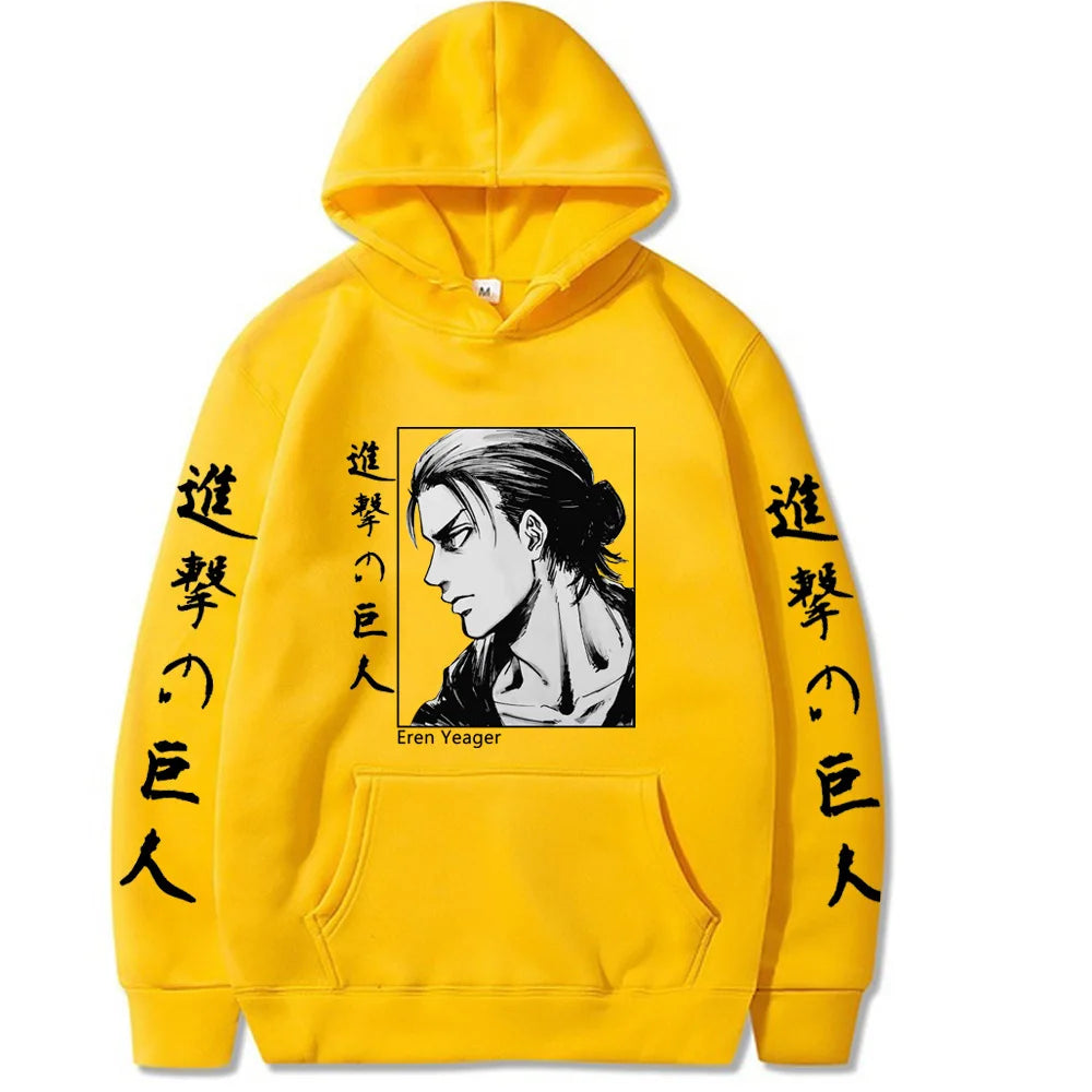 Attack on Titan Eren Yeager Autunm Printed Hoodie Brand Hoody Y2K Clothes Vintage Fashion Casual Unisex Long Sleeve Pullovers