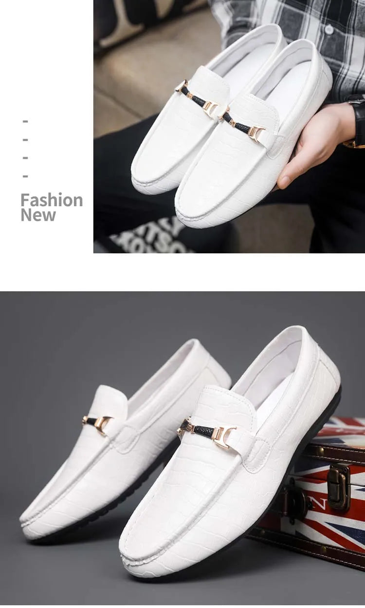 Autumn trend of 2025 men's bean shoes checkerboard casual men's shoes compound Leather men's flat shoes men's driving Size 39-46