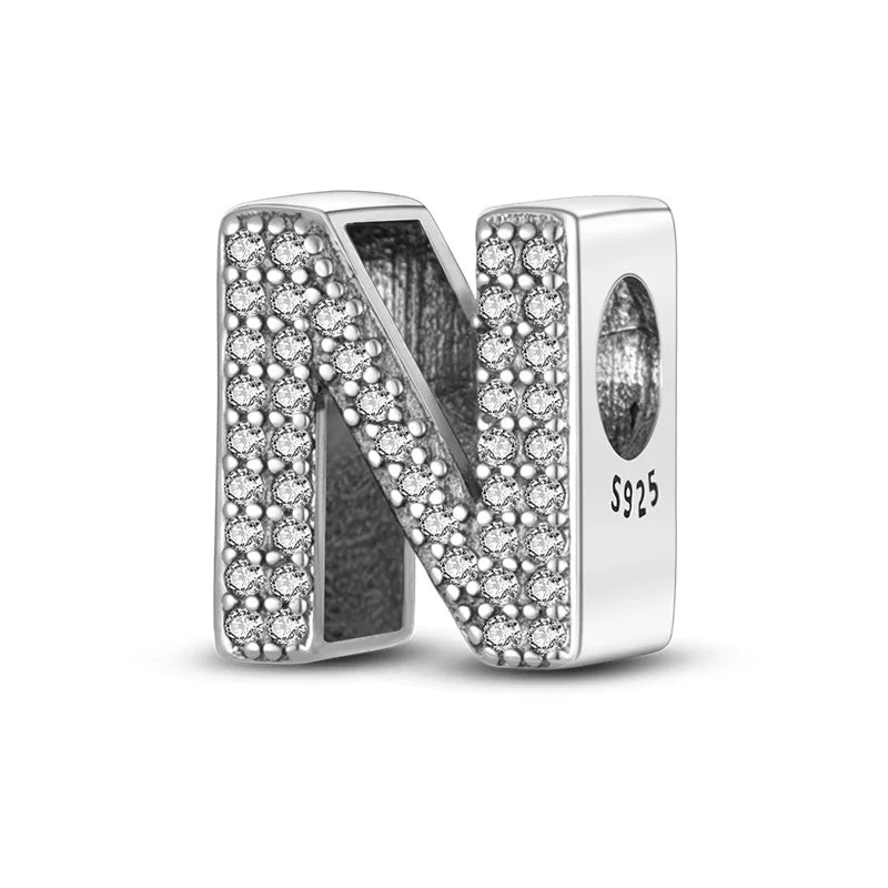 Fit Original 925 Sterling Silver Letter Charms Beads A-Z Golden Love Alphabet Charms For Women Fine DIY Birthday Jewelry Gifts
