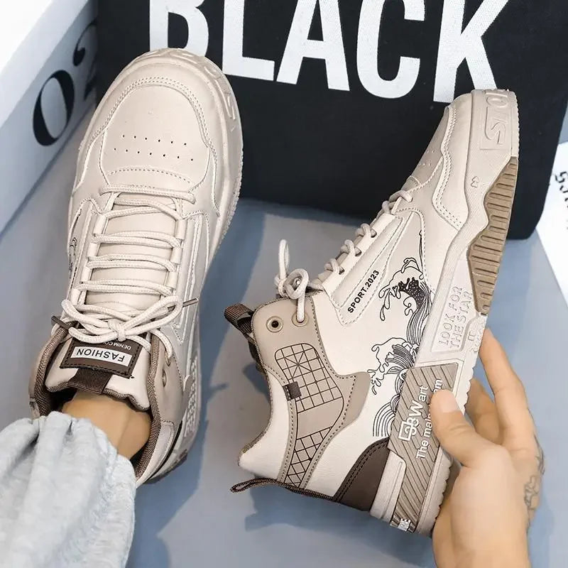 Men's Casual Shoes 2025 Spring New Style Graffiti Breathable Sneakers High Quality Designer Men Platform Shoes Zapatillas Hombre