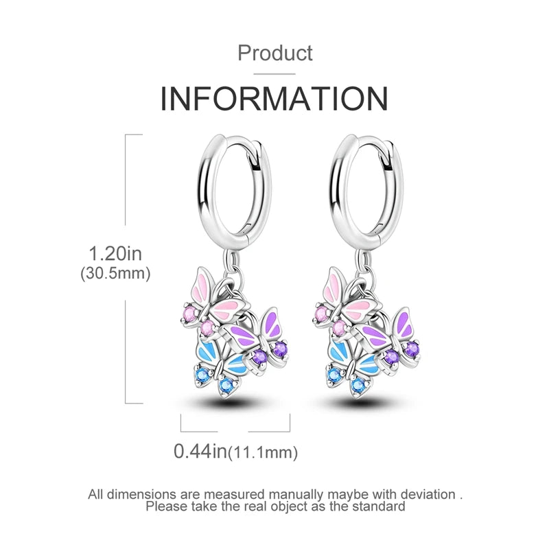925 Sterling Silver Colored Zirconium Stars Hoop Earrings For Women Jewelry Anniversary WeddingMaking Jewelry Gift