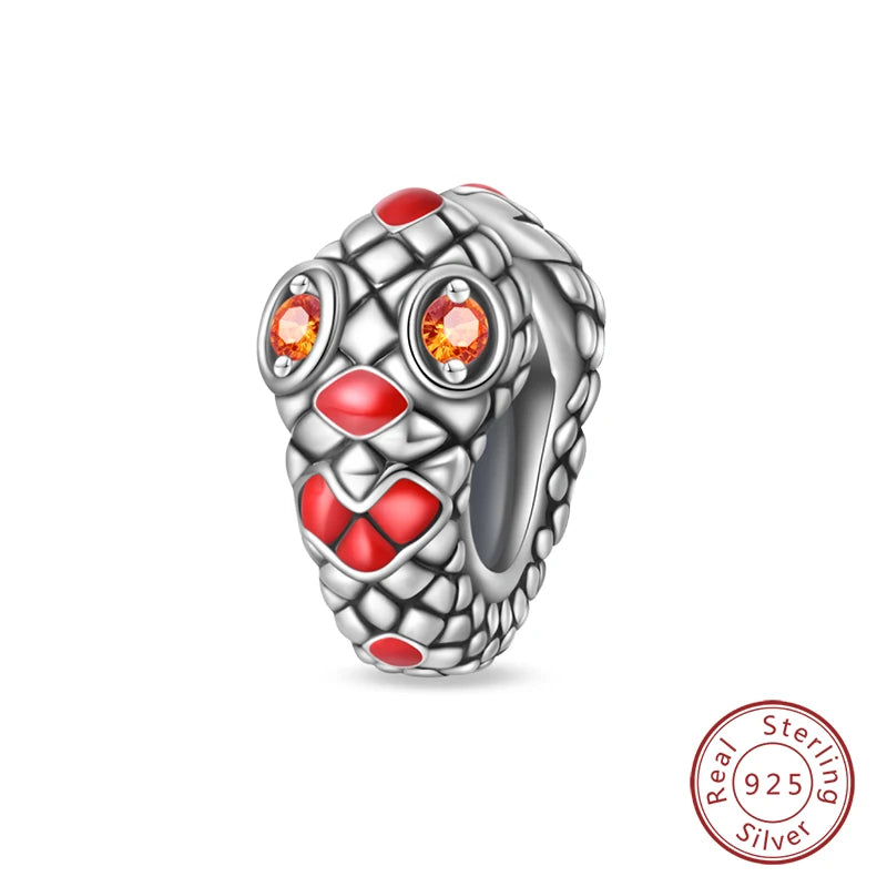 Original 925 Sterling Silver Red Charm Beads Red Wine Chili Dumbbell Pendant For Women Fit DIY Bracelet Birthday Jewelry Gift
