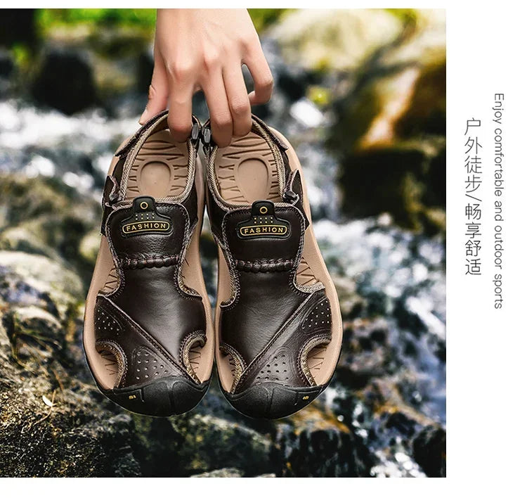 2024 New Man's shoes Genuine Leather Men Sandals Summer Men's Shoes Outdoor Water Shoes Leather Sandals For Men