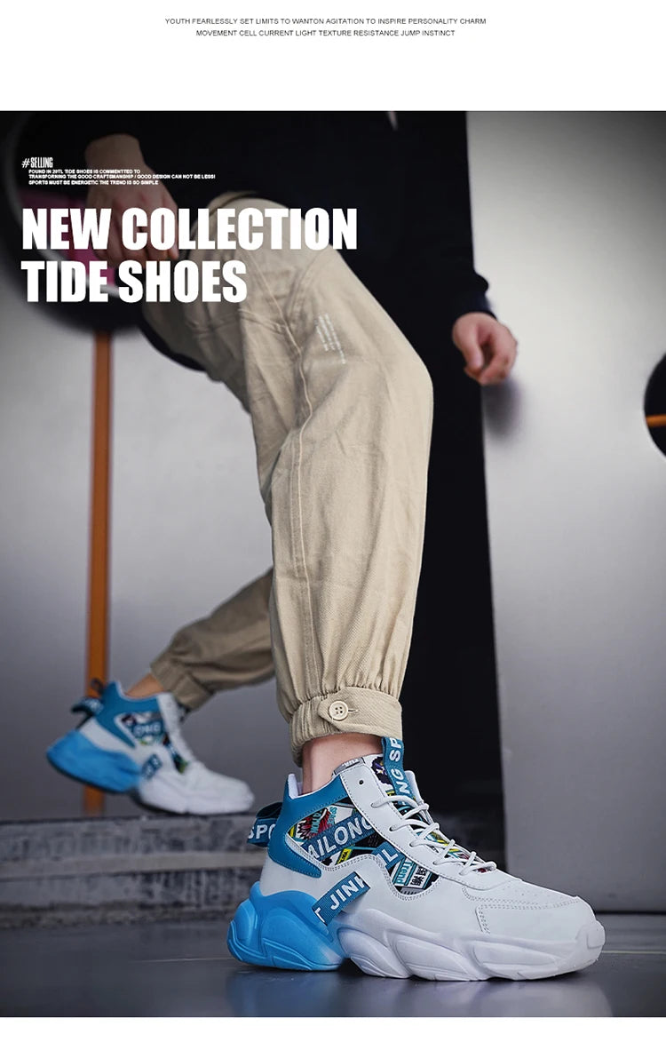 Autumn Winter Fashion Pink High Sneakers for Men Women Breathable Platform Shoes Man Trainers Outdoor Casual Sneakers Men 2025