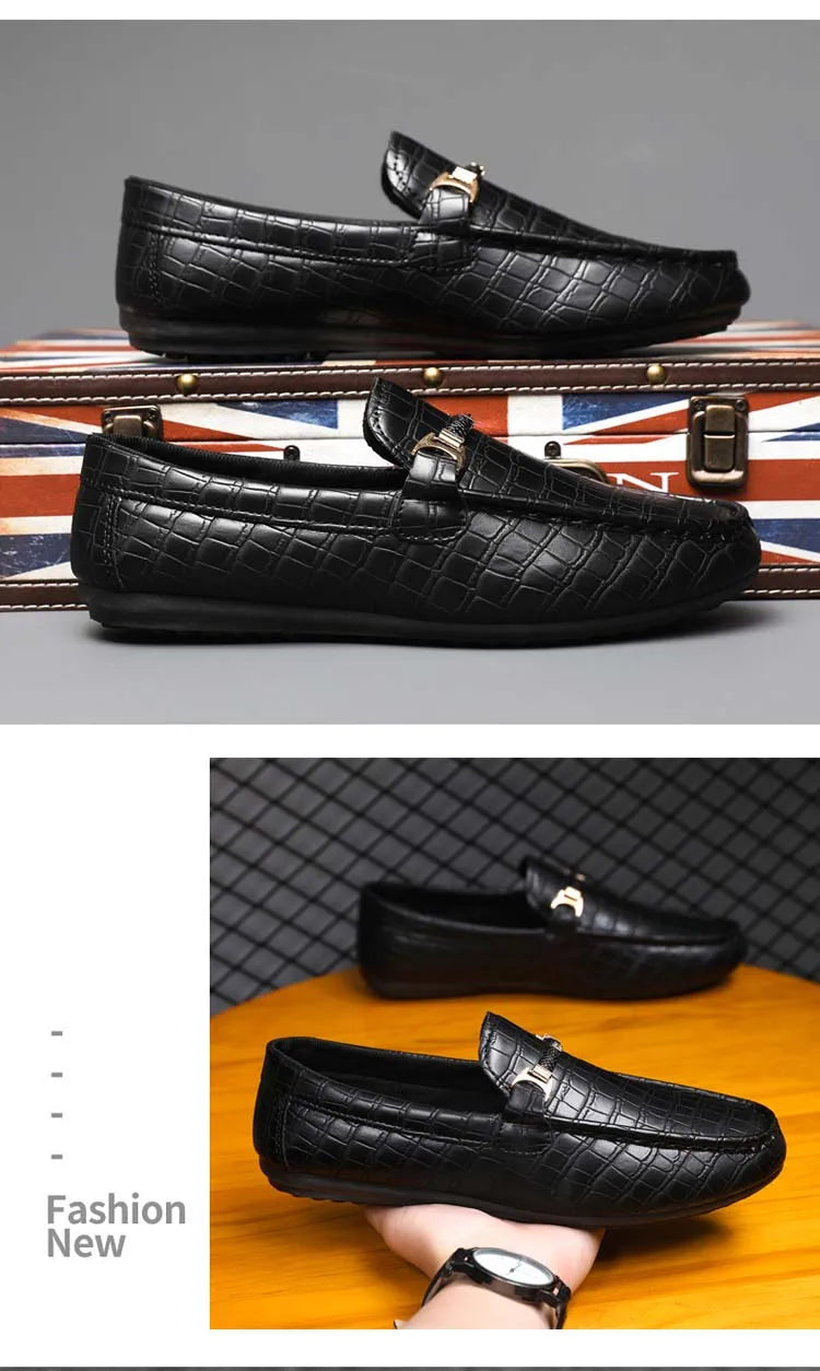 Autumn trend of 2025 men's bean shoes checkerboard casual men's shoes compound Leather men's flat shoes men's driving Size 39-46