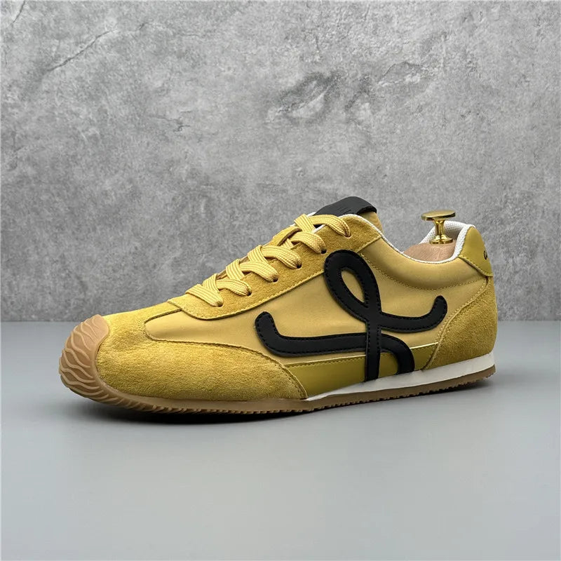 Mens Leather Shoes Fall Fashion Sneakers for Driving Walking Office, Comfortable Men Slip on Skate Flats Non Slip Youth Shoes