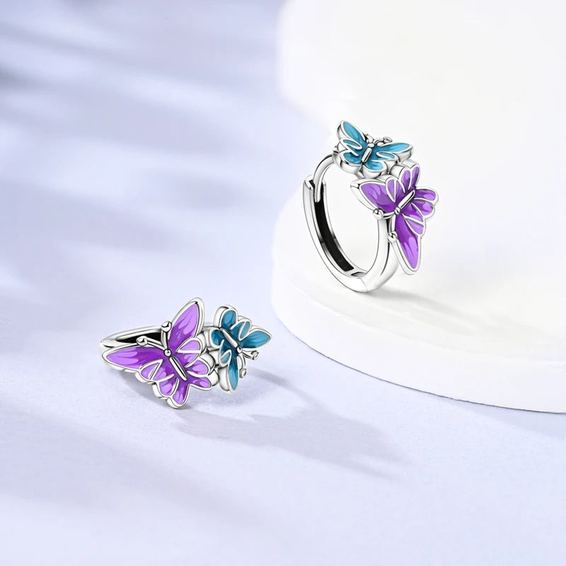 925 Sterling Silver Colored Zirconium Stars Hoop Earrings For Women Jewelry Anniversary WeddingMaking Jewelry Gift