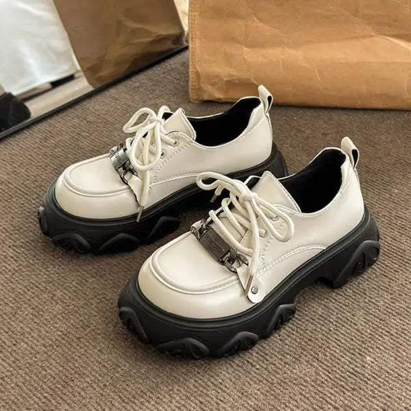 Women's Shoes Platform Round Toe British Style All-Match Oxfords Casual Female Sneakers Shallow Mouth Flats Autumn Loafers With