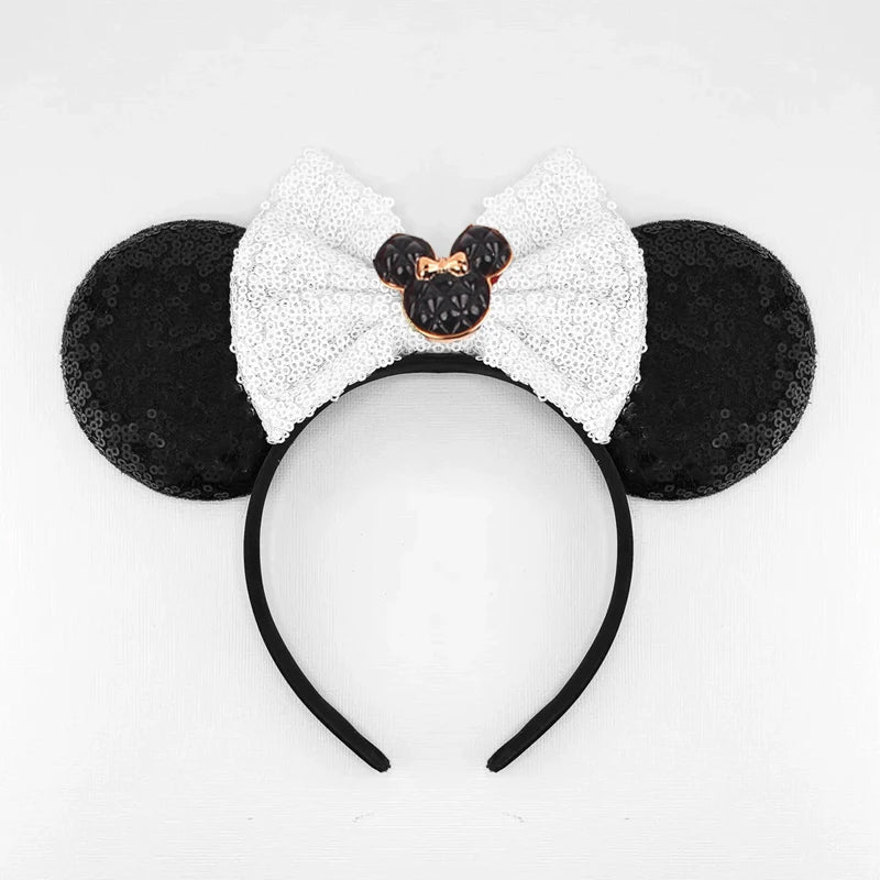 2025 New Halloween Mickey Mouse Ears Headbands Sequins Hair Bow Women Festival Party Cosplay Hairband Gift Kids Hair Accessories