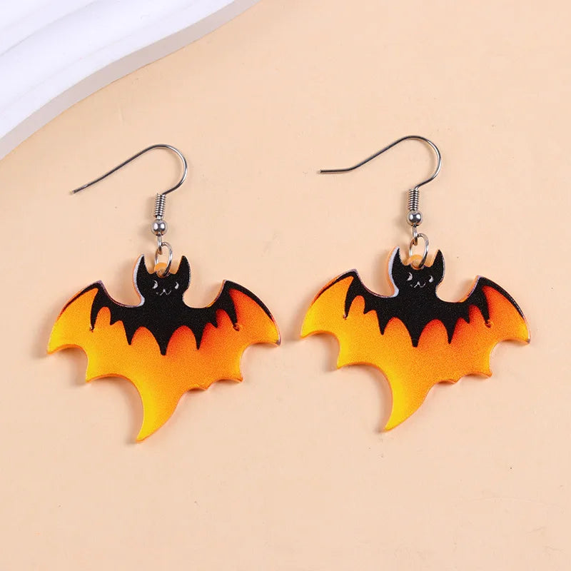 2025 New Colorful Bat Ghost Halloween Earrings For Women Hallowmas Costume Cosplay Cartoon Pumpkins Spider Acrylic Drop Earring