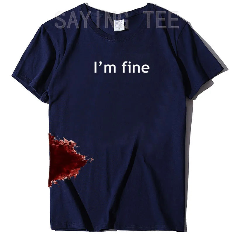 I'm Fine Graphic Novelty Sarcastic Movie Halloween Costume Humor Scary Funny T Shirt Gifts for Women Men Clothing Graphic Tee