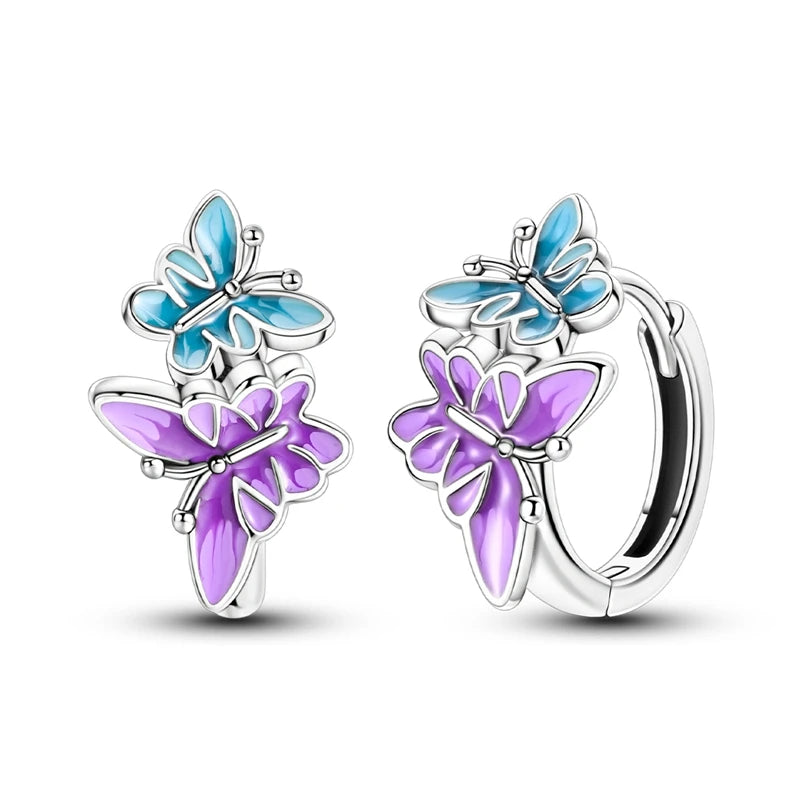 925 Sterling Silver Colored Zirconium Stars Hoop Earrings For Women Jewelry Anniversary WeddingMaking Jewelry Gift