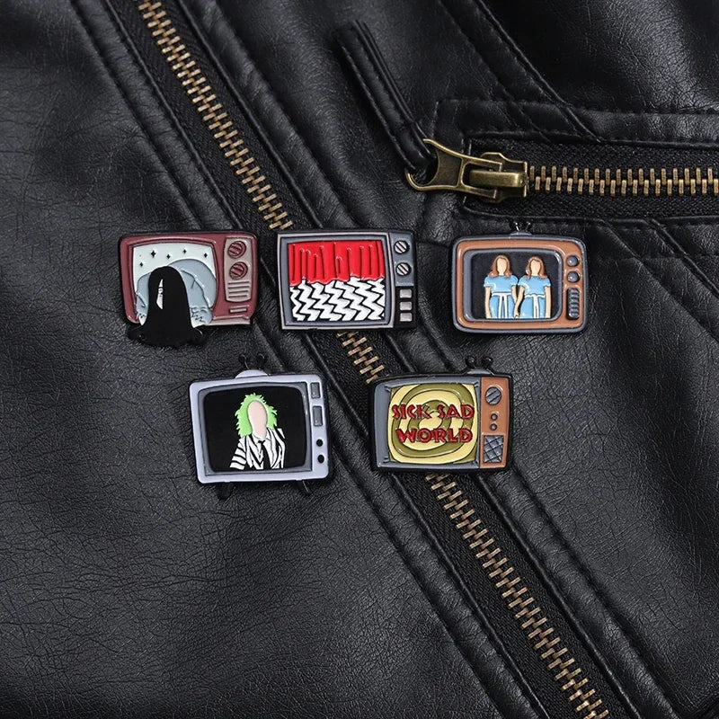 Horror Movie TV Set Enamel Pins Custom Punk Halloween Film Television Badge Lapel Sick Sad World Brooch Backpack Jewelry
