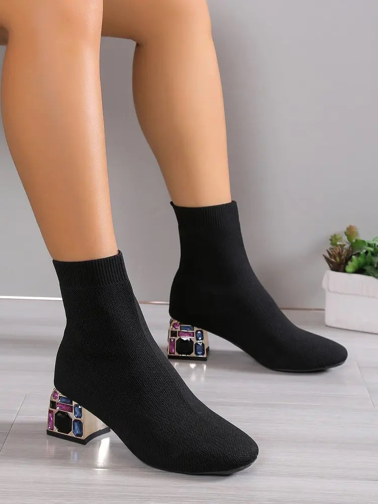 Elastic Socks Boots Women Fashion Ankle Boots Woman High Heel Thicks Heel Short Boots Ladies Sexy Platform Shoes Women Boot