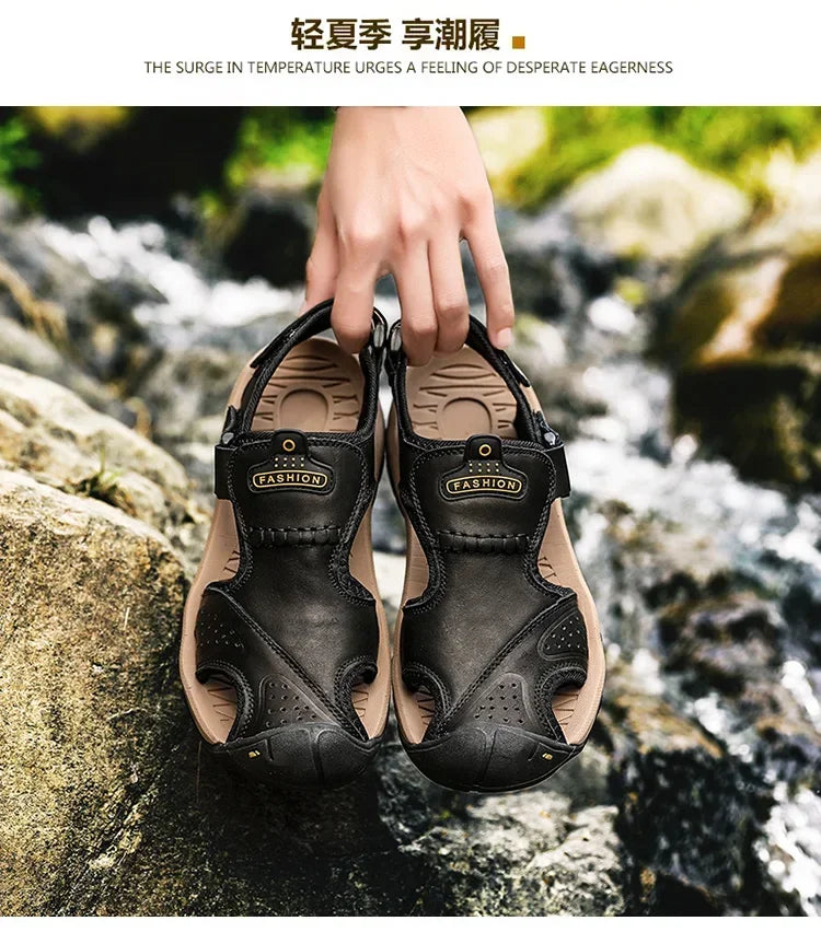 2024 New Man's shoes Genuine Leather Men Sandals Summer Men's Shoes Outdoor Water Shoes Leather Sandals For Men