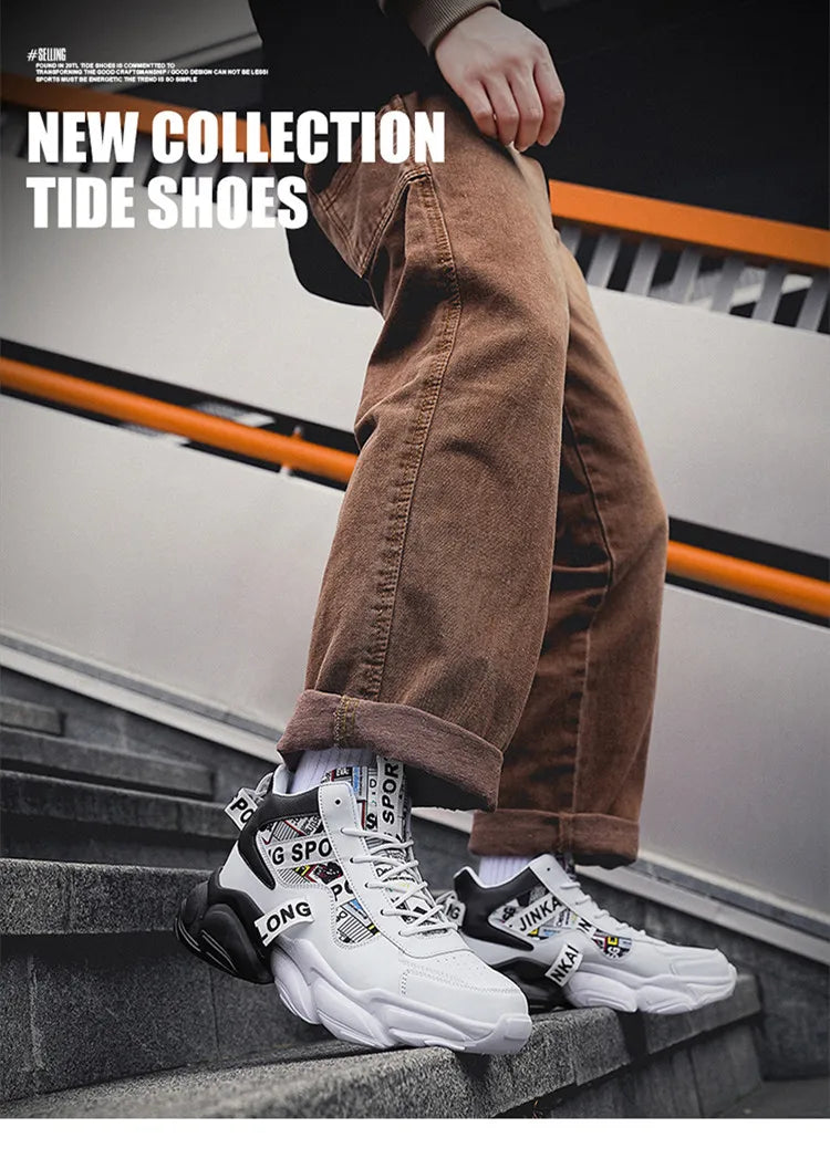 Autumn Winter Fashion Pink High Sneakers for Men Women Breathable Platform Shoes Man Trainers Outdoor Casual Sneakers Men 2025