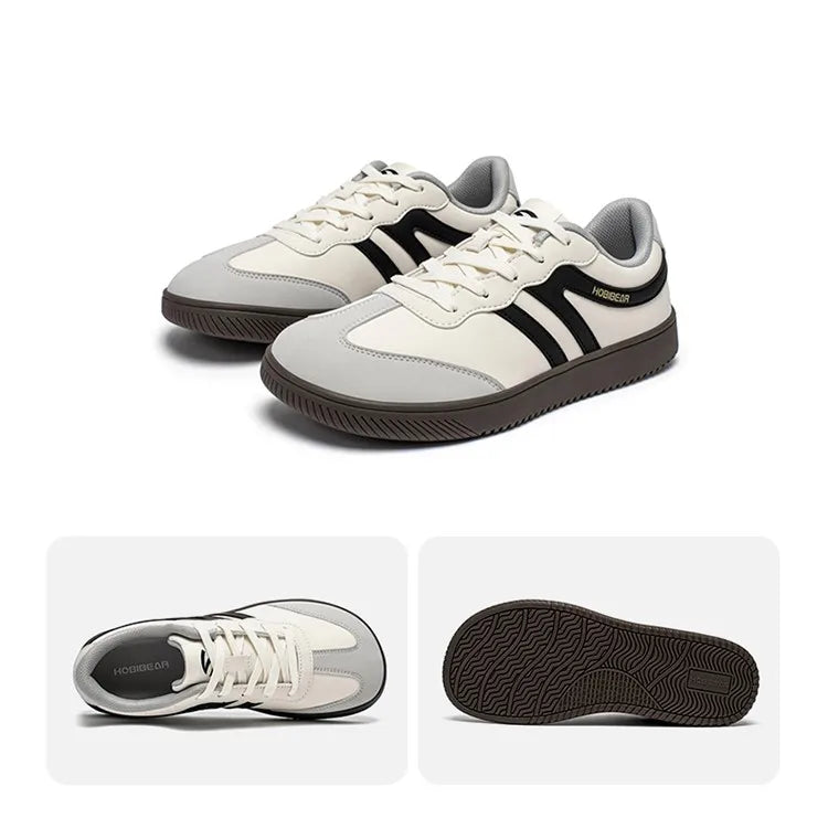 HOBIBEAR Unisex Wide Toe Shoes Artificial Leather Sneakers Casual Lace Up Retro Fashion Shoes for Women Men