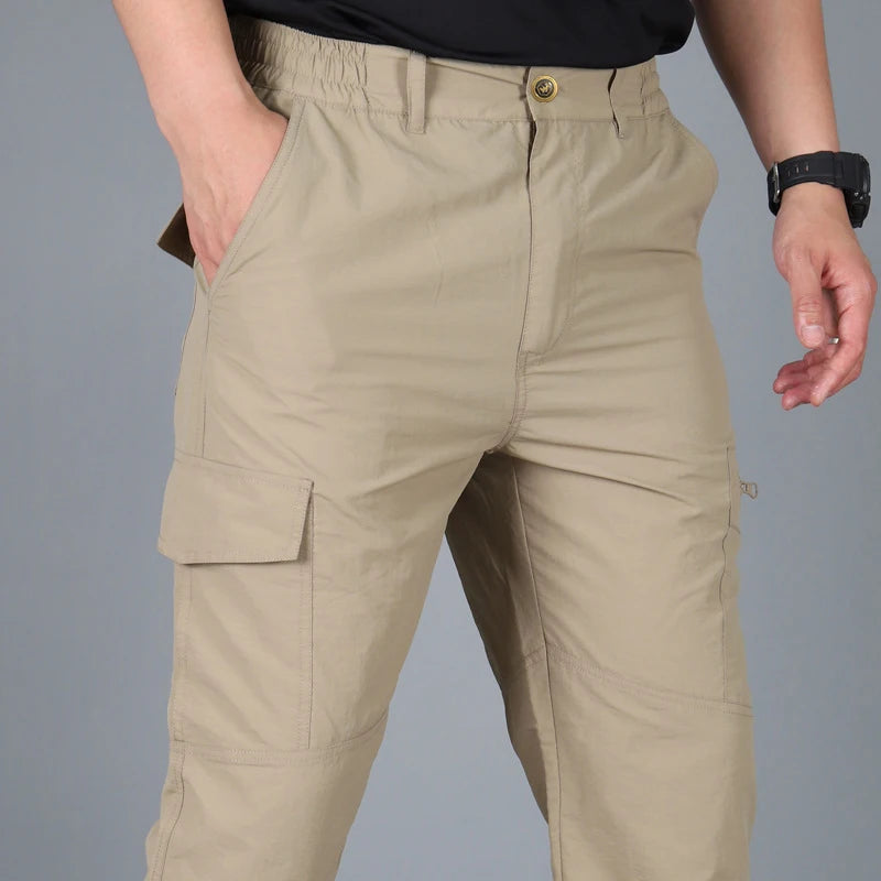 2025 Summer Tactical Pants Mens Quick Dry Thin Trousers Lightweight Casual Waterproof Pants Outdoor Workout Breathable Long Pant