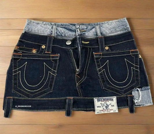 New Y2k Denim Skirt Womens Harajuku Retro Letter Embroidery Patch Zipper Denim Short Skirt Gothic Punk Sexy Slim Mini Skirt