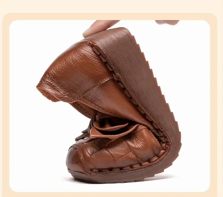 GKTINOO 4cm Weave Genuine Leather Flats Platform Wedge Loafer Women Oxfords Vintage Ethnic Summer Comfy Soft Soled Casual Shoes