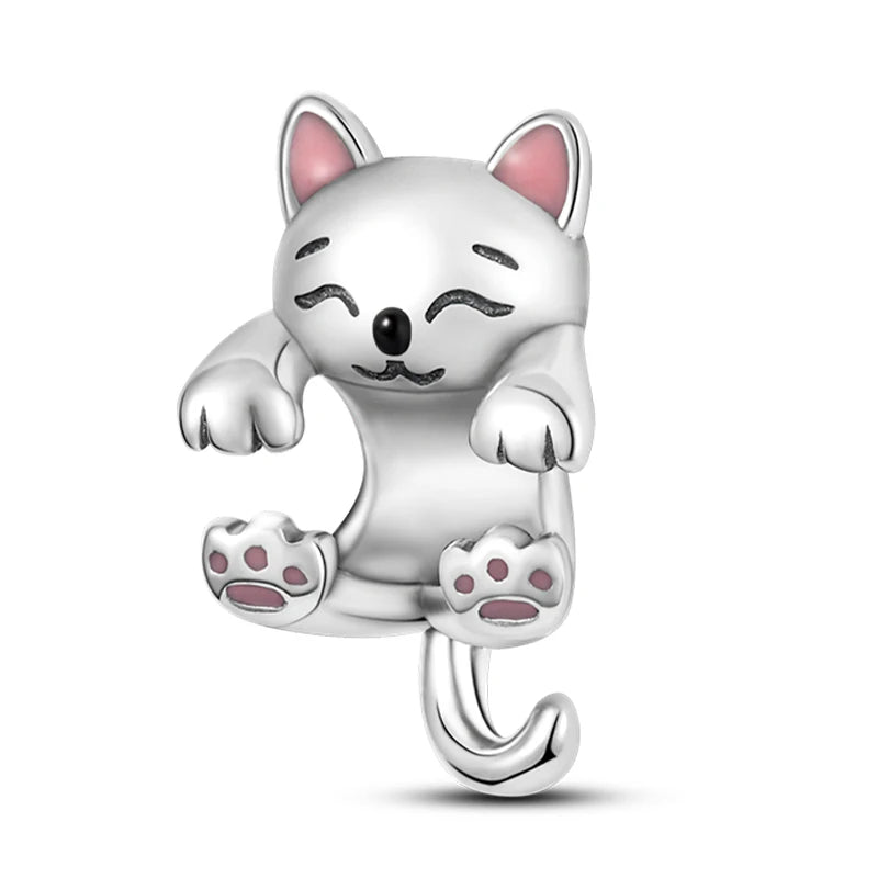 Original 925 Sterling Silver Charms Beads Cute Cat Dog Tiger Koala Animal Charm Pendant For Women Fine DIY Birthday Jewelry Gift