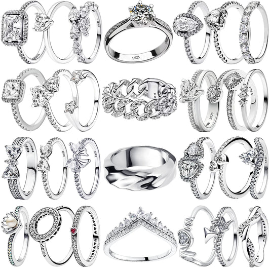 Luxury 925 Sterling Silver Classic Ring for Women Six claw jewelry simple 70ct diamond ring imitation diamond women's ring