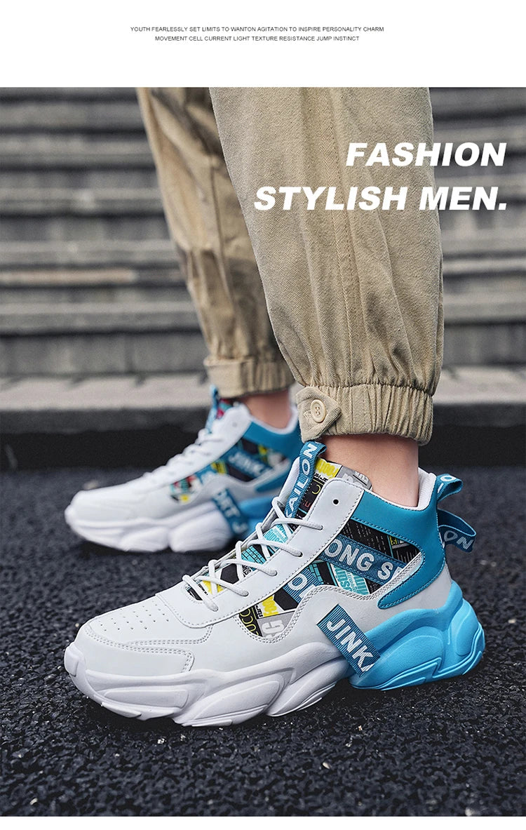 Autumn Winter Fashion Pink High Sneakers for Men Women Breathable Platform Shoes Man Trainers Outdoor Casual Sneakers Men 2025