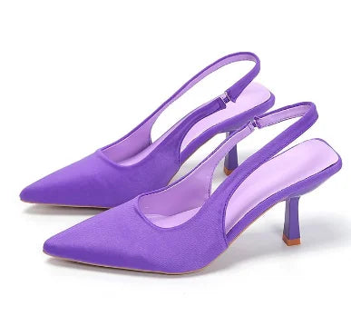 Summer Women Heels Sandals Red Pointed Slingback Sandals Shoes Green Black Purple Kitten Heels Party Prom Ladies Stilettos