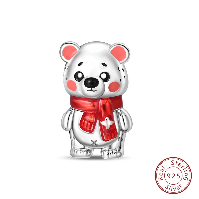 Original 925 Sterling Silver Red Charm Beads Red Wine Chili Dumbbell Pendant For Women Fit DIY Bracelet Birthday Jewelry Gift