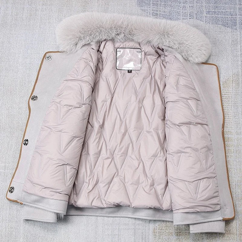 2023 New Autumn Winter with Fur Neighboring Fox Fur Grass Women's Coat Fashion Popular Down Cotton Coat Parker Coat Suede Trend