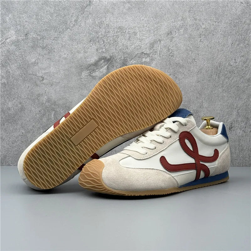 Mens Leather Shoes Fall Fashion Sneakers for Driving Walking Office, Comfortable Men Slip on Skate Flats Non Slip Youth Shoes