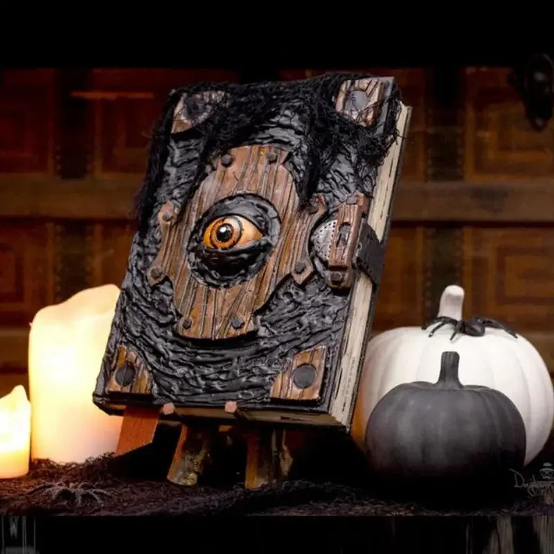 Halloween Book of Spells Prop Book Evil Eye Decoration Horror Sculpture Prop Art for Home Ornament Gift Decorative Figurines
