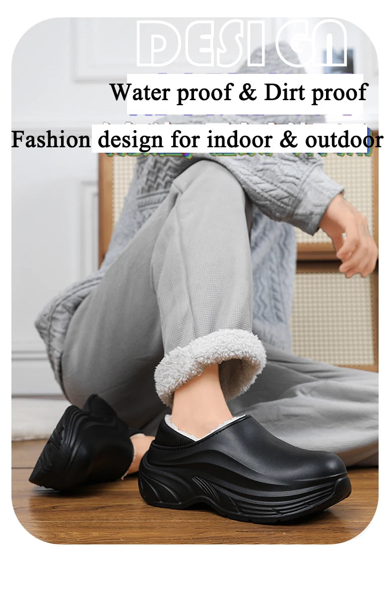 Unisex Home Slipper 2024 New  Winter Waterproof EVA Slippers Plush Warm Lining  Man House Warm Clogs High Quality Women Shoe