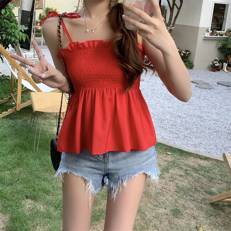 Women Elegant Top Solid Color Fashion Hotsweet Basics Backless Casual Y2k Camis Sexy Clothes