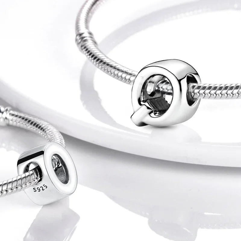 Silver 925 26 Letter A-Z Alphabet Charm Fine Beads Fit Original Charms Silver Bracelet DIY Fine Jewelry for Women Gifts Making