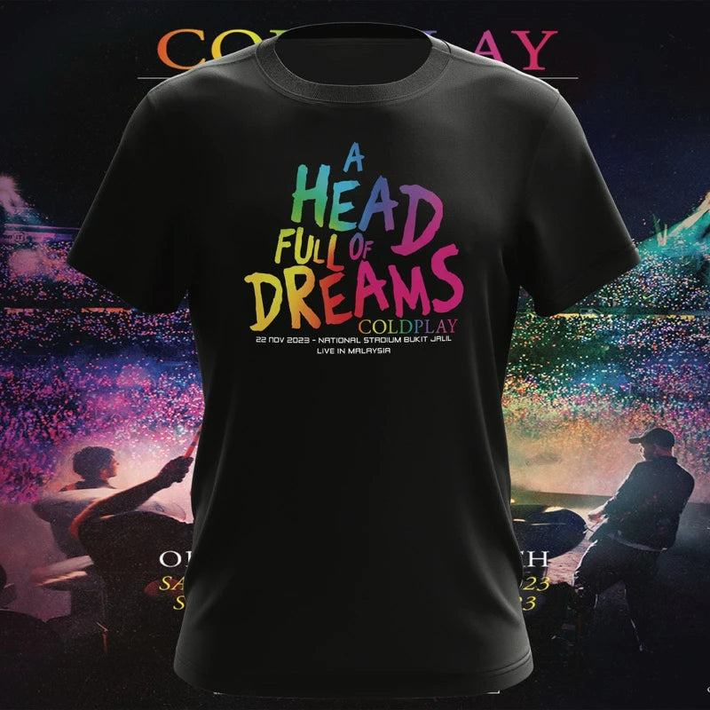 Cold-play Music of The Spheres World Tour 2025 Tshirts Cotton Tees Heavy Mental Fashion Graphic T-shirt Short Sleeve Unisex Tops
