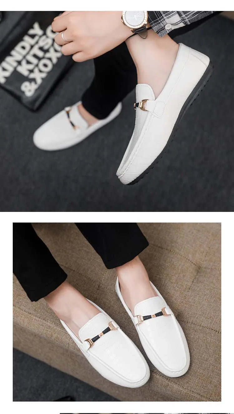 Autumn trend of 2025 men's bean shoes checkerboard casual men's shoes compound Leather men's flat shoes men's driving Size 39-46