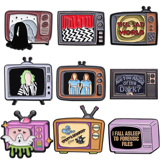 Horror Movie TV Set Enamel Pins Custom Punk Halloween Film Television Badge Lapel Sick Sad World Brooch Backpack Jewelry