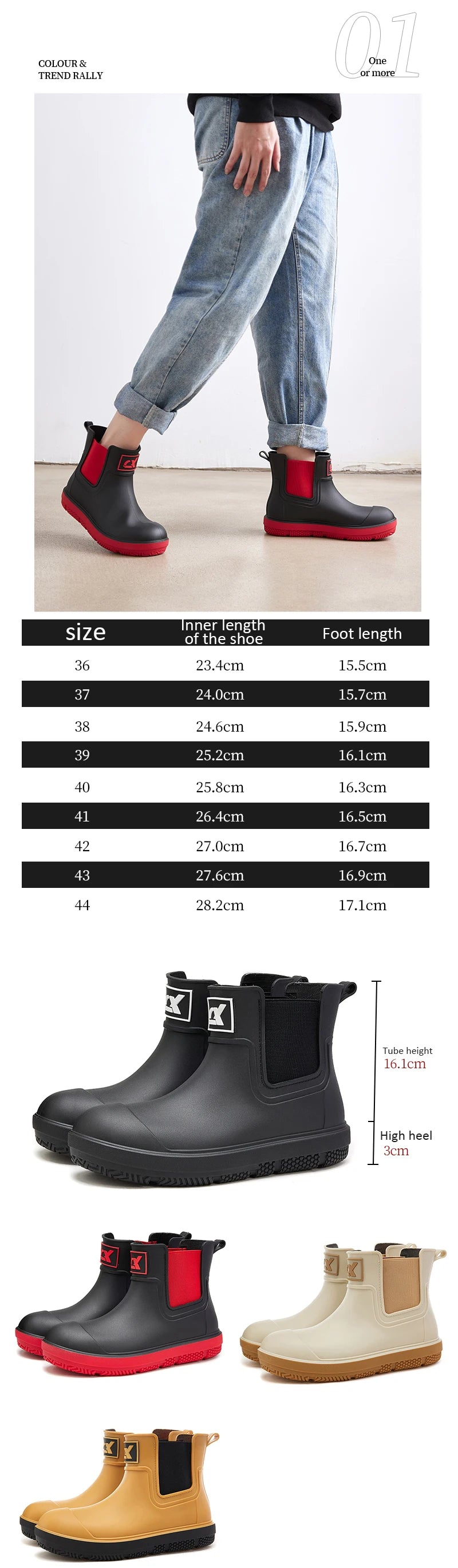 Versatile Casual Waterproof Men's Rain Shoes Short Boot Fleece Lined Warm Non-slip Wear Resistant Comfortable Outdoor Wear
