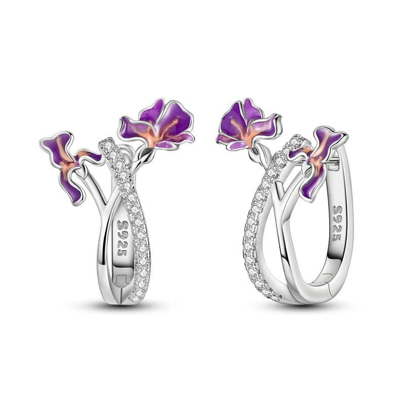 925 Sterling Silver Colored Zirconium Stars Hoop Earrings For Women Jewelry Anniversary WeddingMaking Jewelry Gift