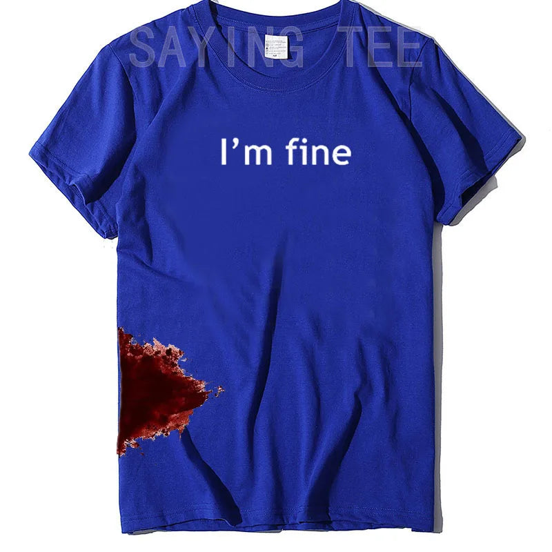I'm Fine Graphic Novelty Sarcastic Movie Halloween Costume Humor Scary Funny T Shirt Gifts for Women Men Clothing Graphic Tee