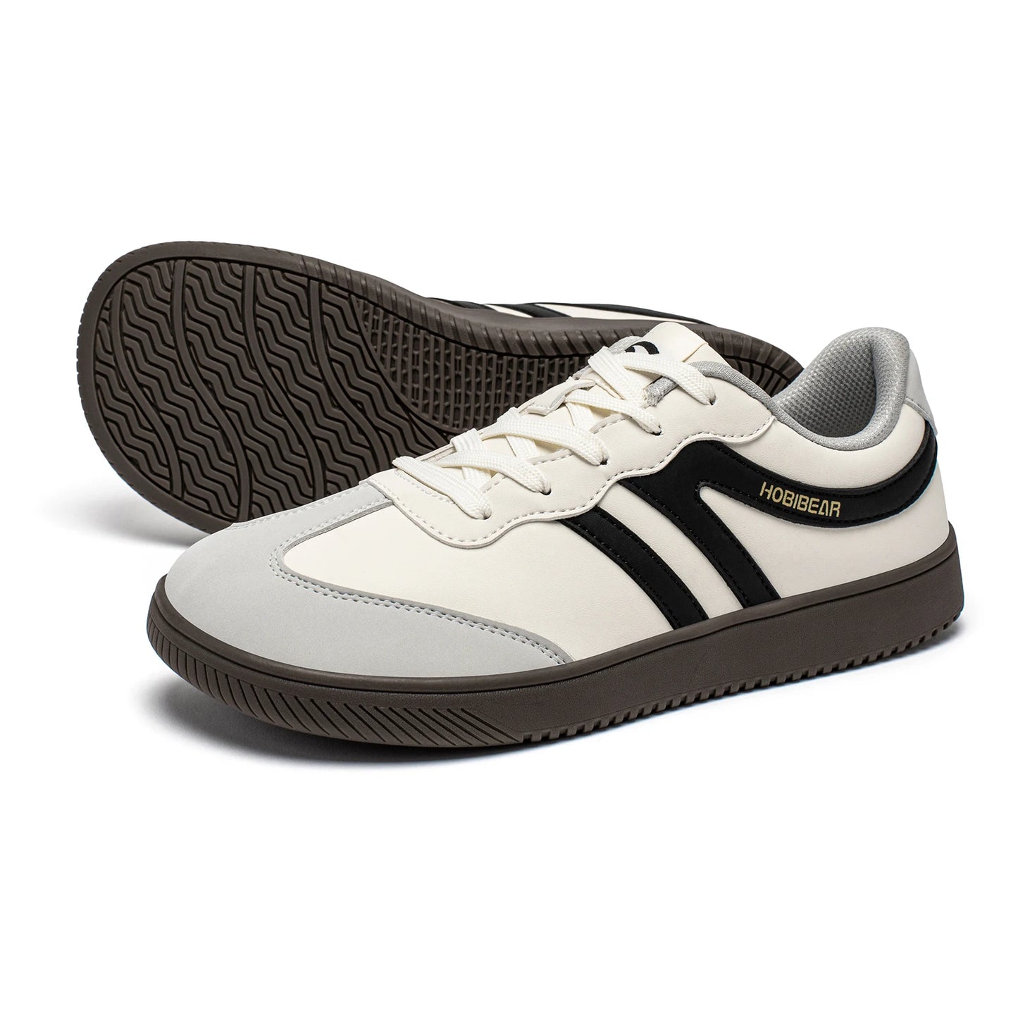 HOBIBEAR Unisex Wide Toe Shoes Artificial Leather Sneakers Casual Lace Up Retro Fashion Shoes for Women Men