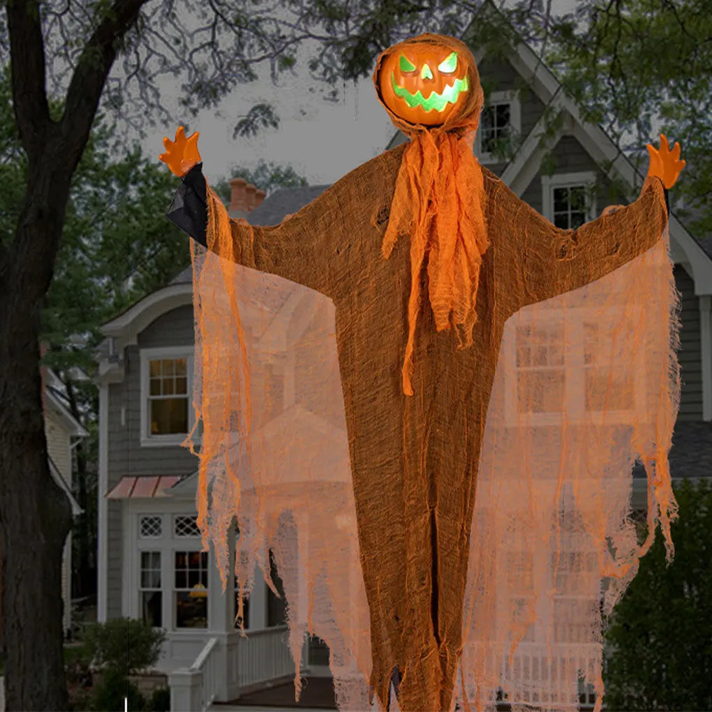 1PC Halloween Pumpkin Party Decoration Hanging Head Green Light Rotating Pumpkin Glowing Sound Hanging Prop Courtyard