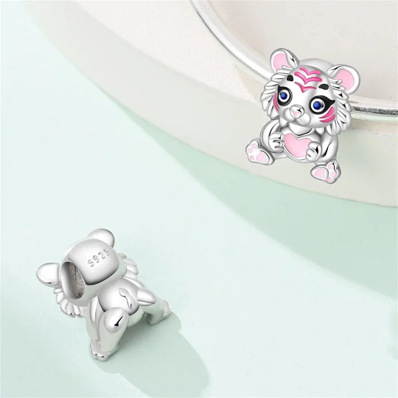 Original 925 Sterling Silver Charms Beads Cute Cat Dog Tiger Koala Animal Charm Pendant For Women Fine DIY Birthday Jewelry Gift