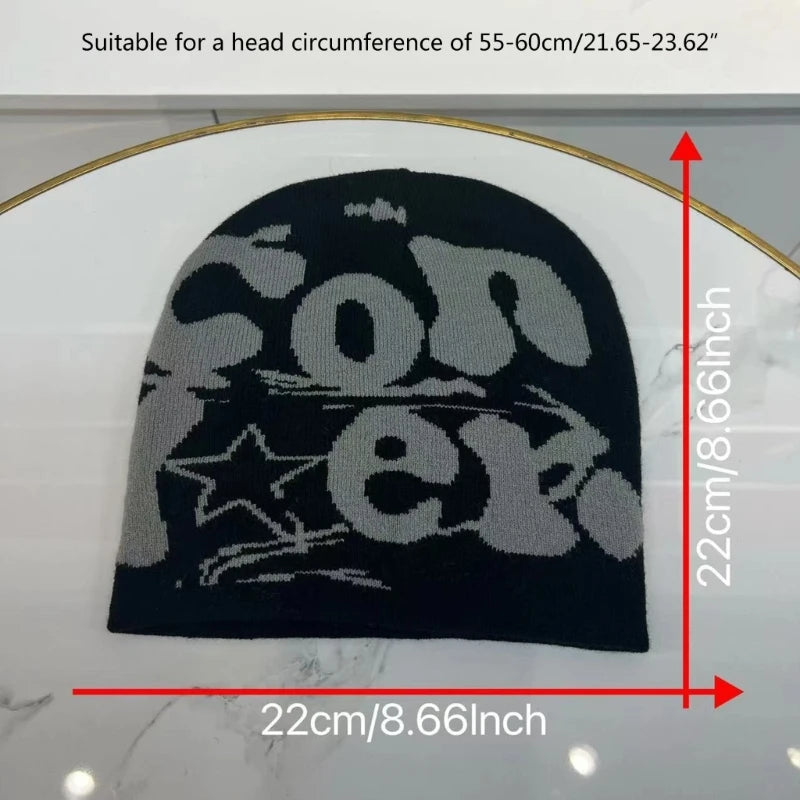 Y2k Beanie Hat Slouchy Beanie Vintage Beanie Warm Beanie Halloween Accessories Slouchy Beanies High School Teens