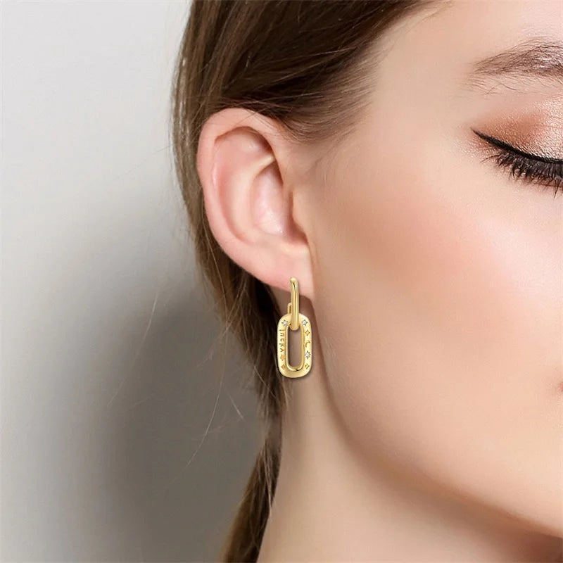 New in 925 Silver Color Gold Pearl Bee Irregularity Star Moon Earrings For Women 2024 Trending Fashion Jewelry Birthday Gifts