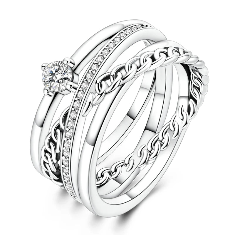 Rings 925 Silver Interwoven Line Rings Zircon Geometric Winding Rings Romantic Engagement Wedding Valentine Fine Jewelry Gift