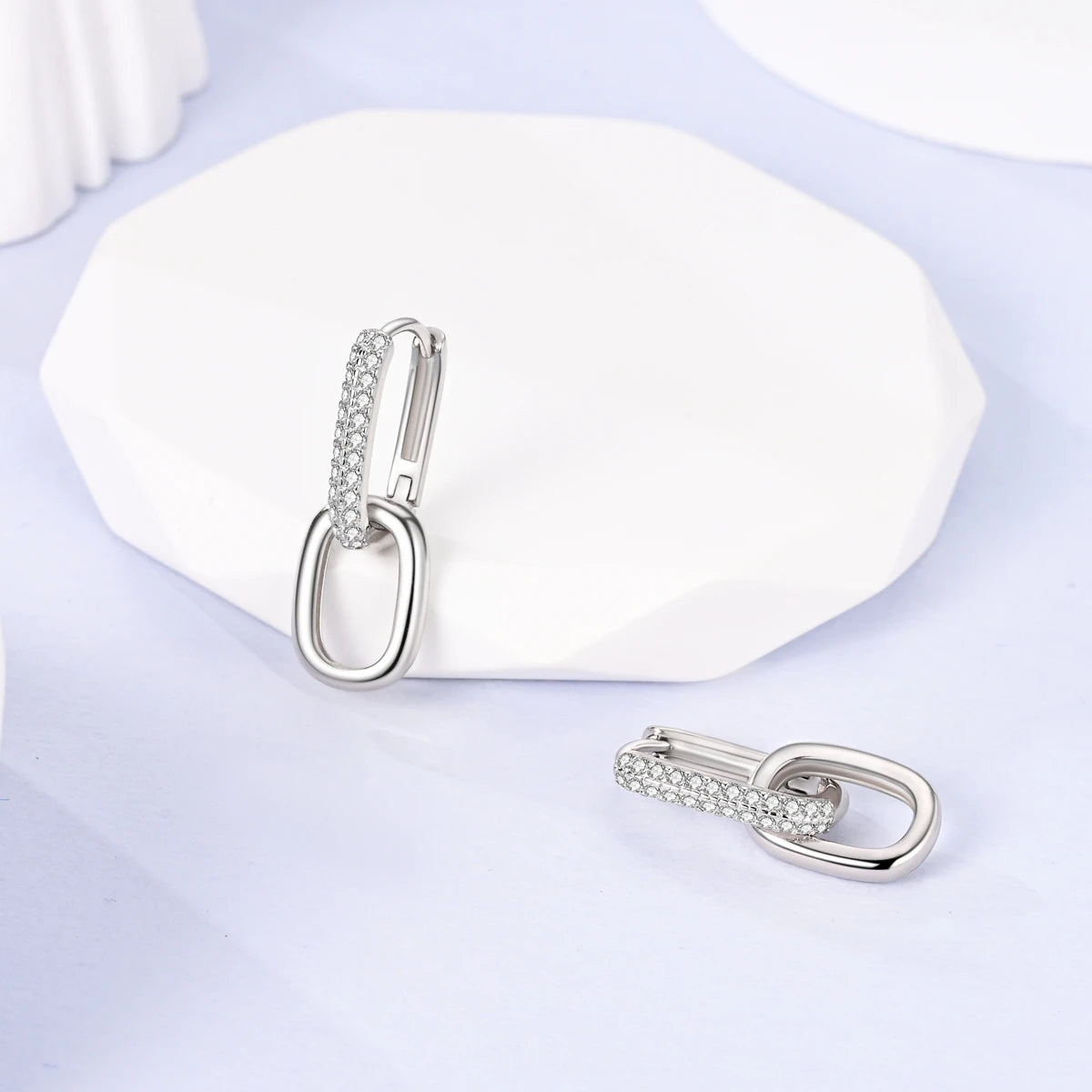 925 Silver Hoop Earrings  For Woman Pendientes Zircon Heart Shape Star Eardrop Original Earring Fashion Jewelry