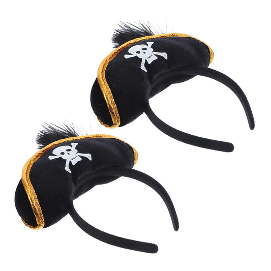 2 Pcs Pirate Captain Skull Hair Hoop Halloween Headdress Party Supplies Role Playing Cosplay Accessories Lightweight Reusable