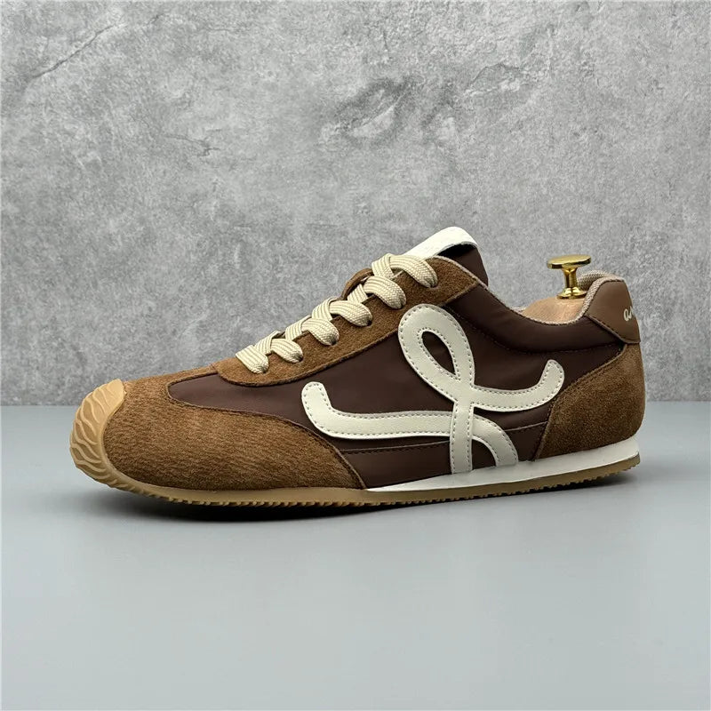 Mens Leather Shoes Fall Fashion Sneakers for Driving Walking Office, Comfortable Men Slip on Skate Flats Non Slip Youth Shoes